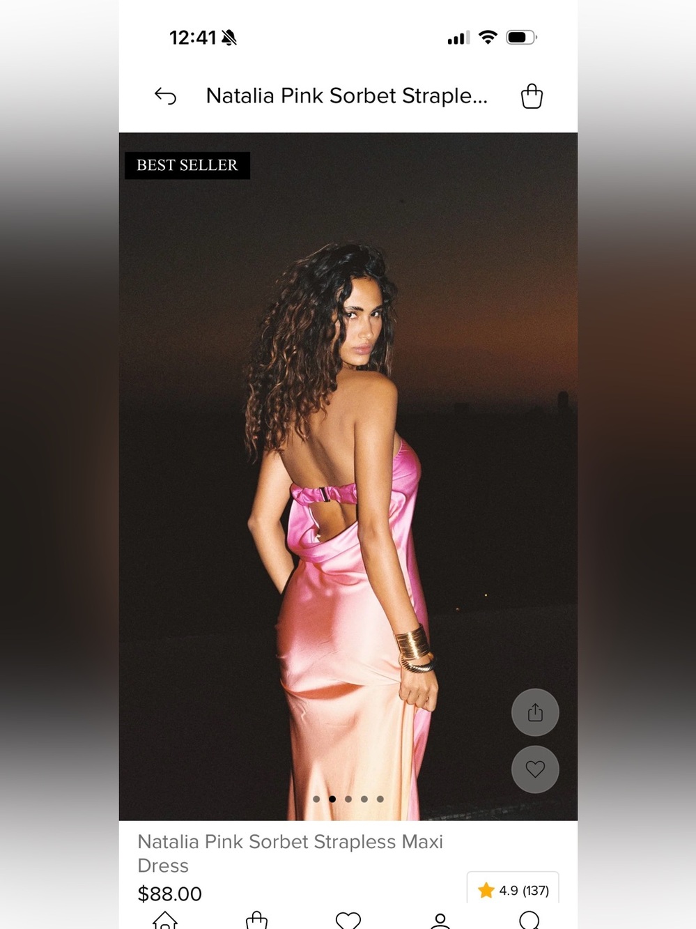 12th Tribe Natalia Pink Sorbet Strapless Maxi Dress